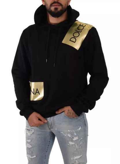  - Black Gold Hooded Cotton Mens Pullover Sweater