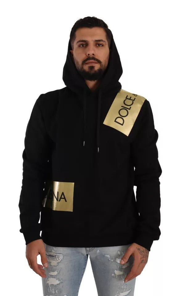  - Black Gold Hooded Cotton Mens Pullover Sweater