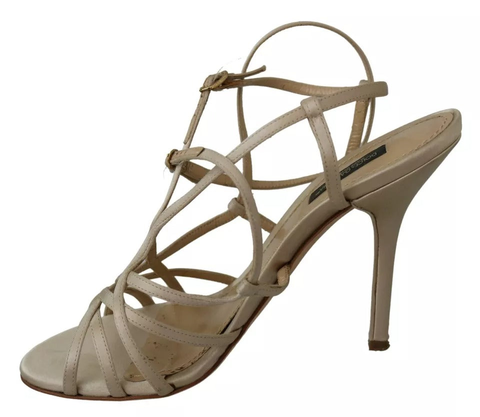  - Gold Silk Ankle Strap Heels Sandals Shoes