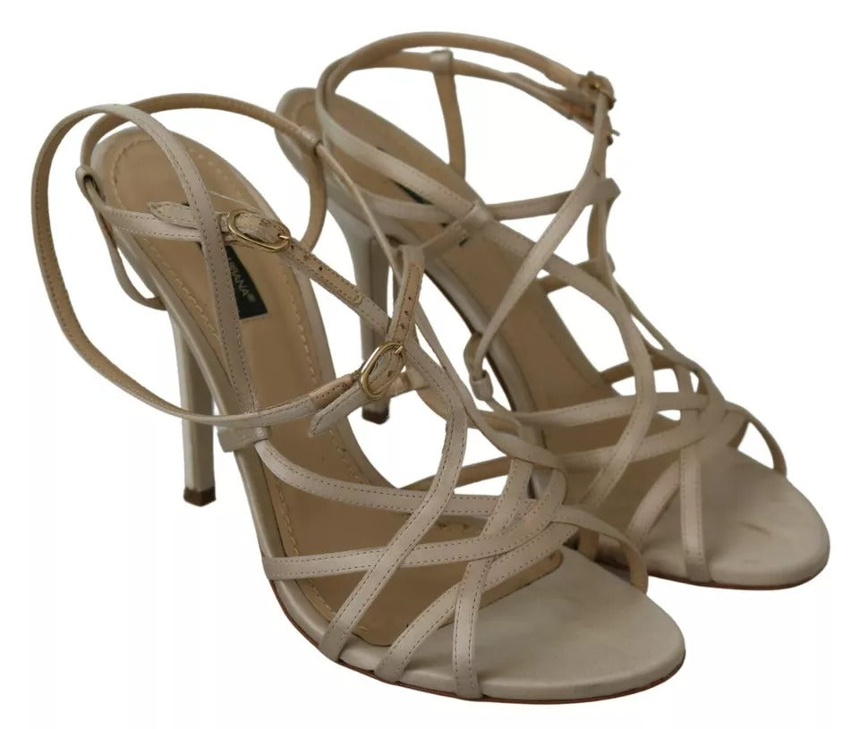  - Gold Silk Ankle Strap Heels Sandals Shoes