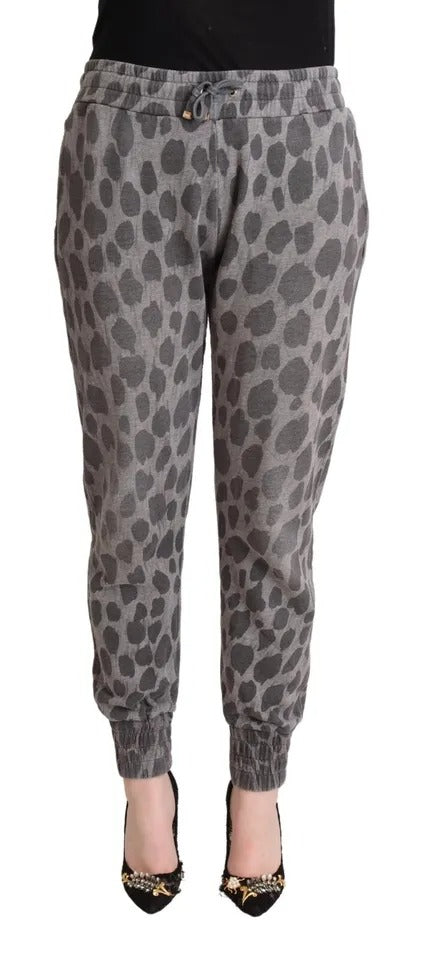  - Gray Leopard Print Sweatpants Jogger Pants