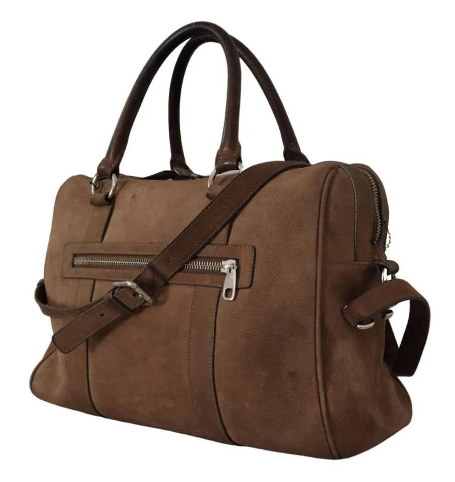  - Brown Leather Shoulder Strap Travel Messenger Gym Men Bag