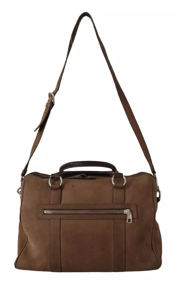  - Brown Leather Shoulder Strap Travel Messenger Gym Men Bag