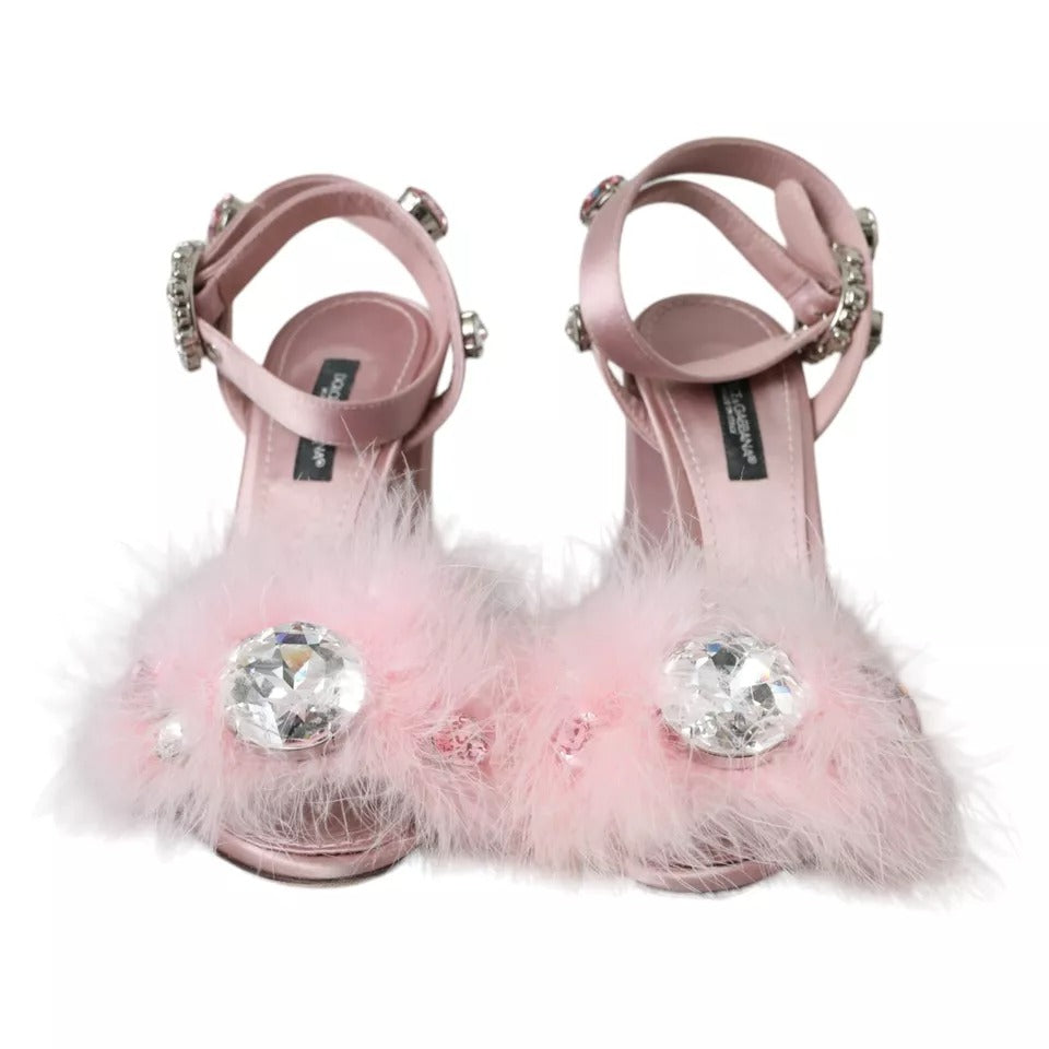  - Pink Turkey Feather Crystal Sandals Shoes