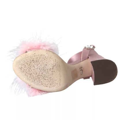  - Pink Turkey Feather Crystal Sandals Shoes