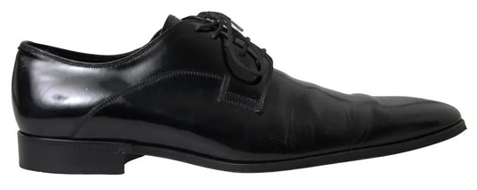 Dolce & Gabbana Black Polished Leather Formal Dress Shoes for Men