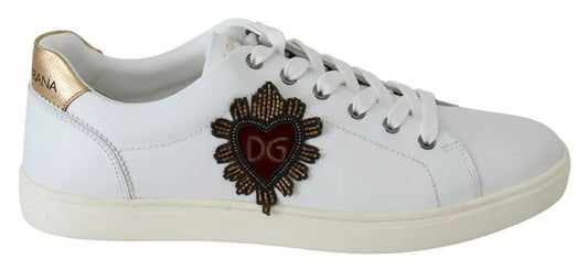  - White Leather Heart Low Top Sneakers Men Shoes