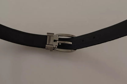  - Black Velvet Silver Tone Metal Buckle Belt