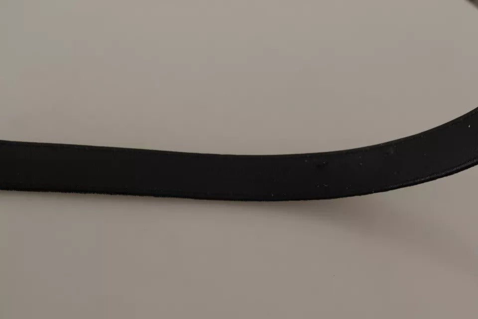  - Black Velvet Silver Tone Metal Buckle Belt