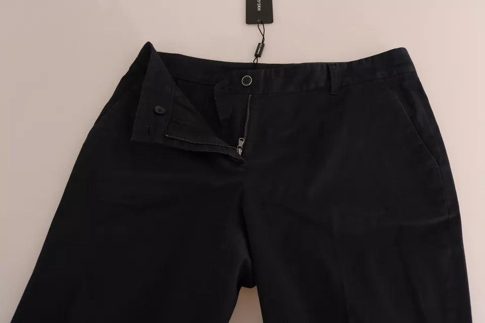  - Black Cotton Cropped Capri Pants