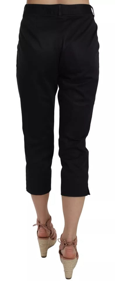  - Black Cotton Cropped Capri Pants