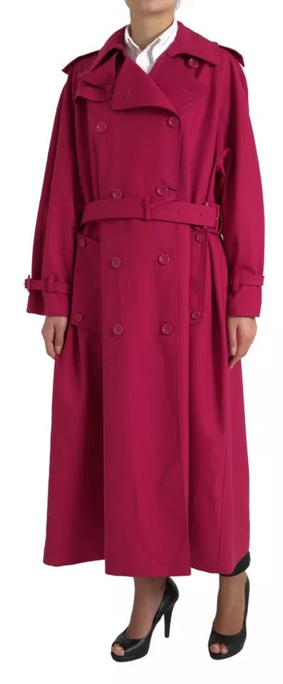  - Dark Pink Double Breasted Trench Coat Jacket