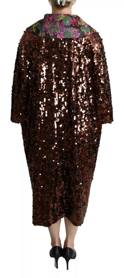  - Multicolor Sequined Long Coat Jaquard Jacket