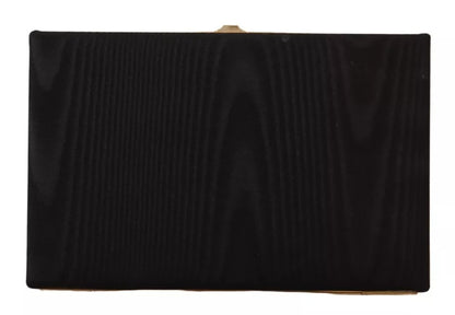  - Black Silk Gold Frame Clutch Evening Party Purse Bag