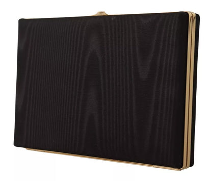  - Black Silk Gold Frame Clutch Evening Party Purse Bag