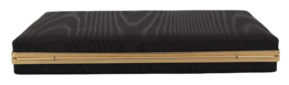  - Black Silk Gold Frame Clutch Evening Party Purse Bag