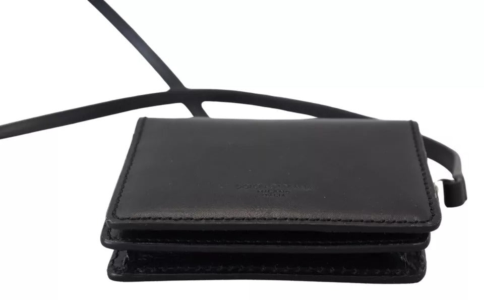  - Black Leather Bifold Shoulder Sling Women Wallet