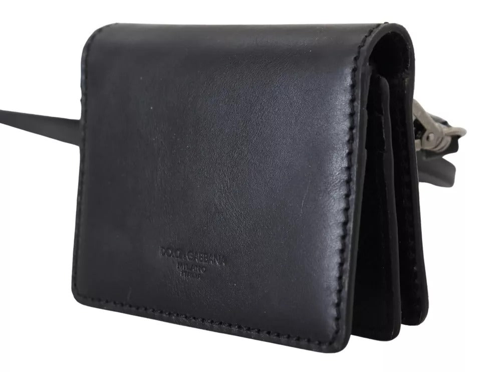  - Black Leather Bifold Shoulder Sling Women Wallet