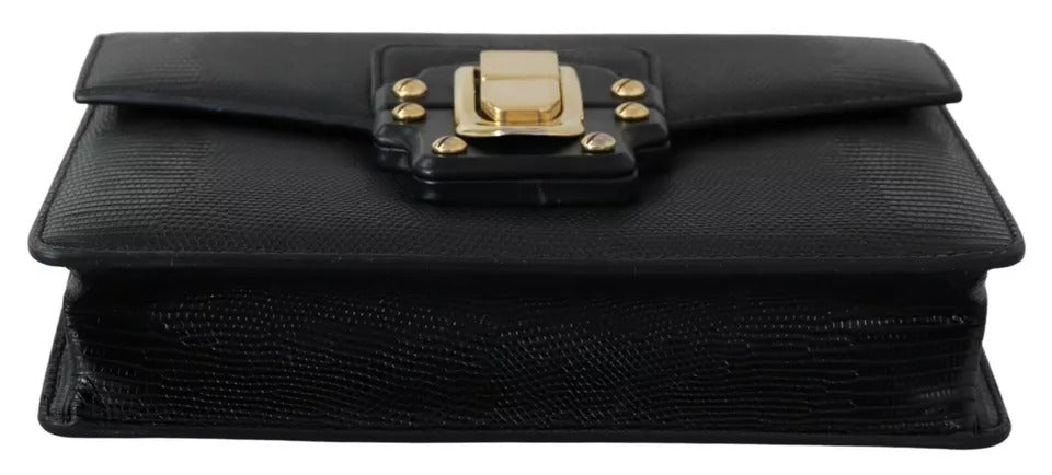  - Black Leather Gold Metal Mini Women Purse Bag Lucia Wallet