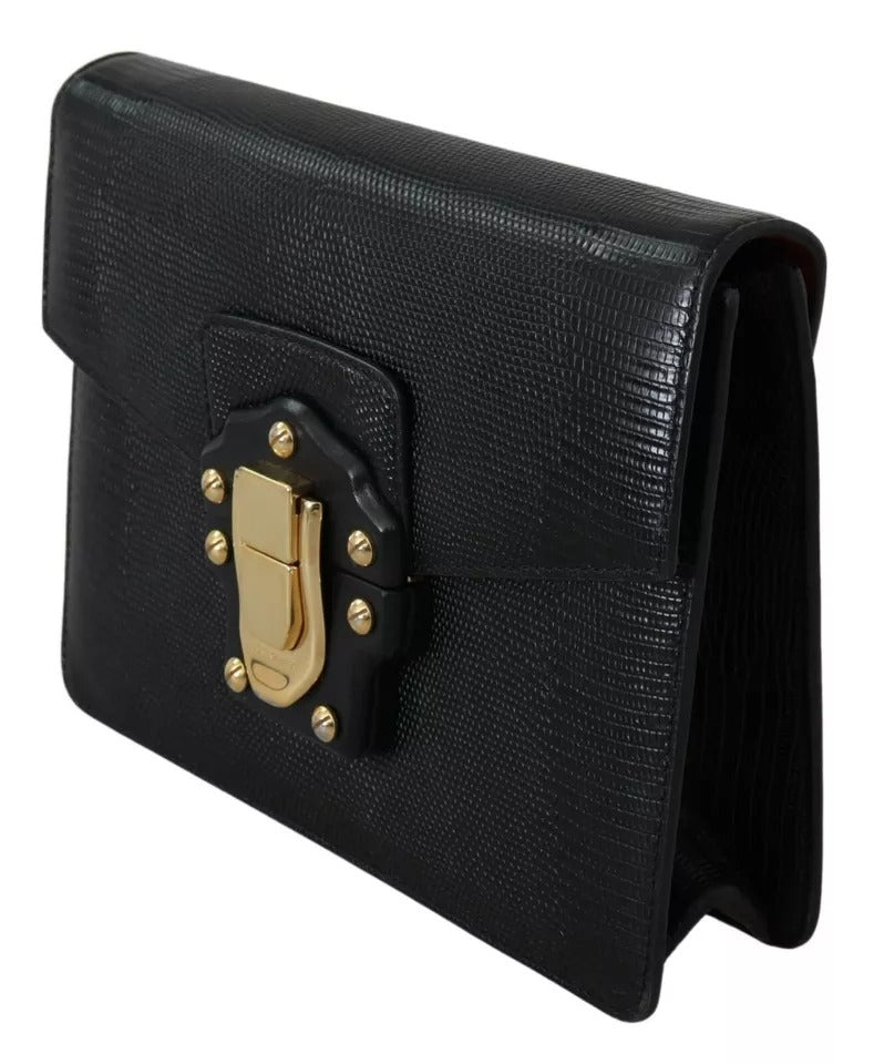  - Black Leather Gold Metal Mini Women Purse Bag Lucia Wallet