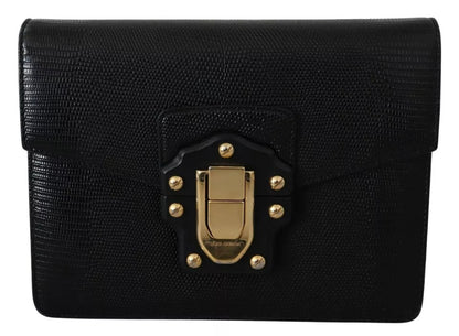  - Black Leather Gold Metal Mini Women Purse Bag Lucia Wallet