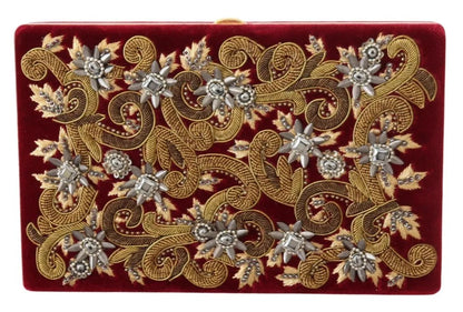  - Red Velvet Gold Frame Clutch Evening Party Purse Bag