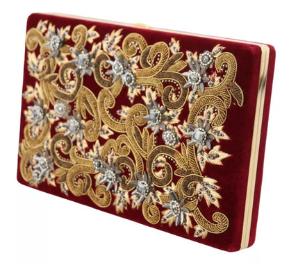  - Red Velvet Gold Frame Clutch Evening Party Purse Bag