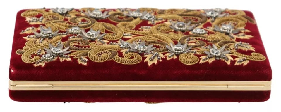  - Red Velvet Gold Frame Clutch Evening Party Purse Bag