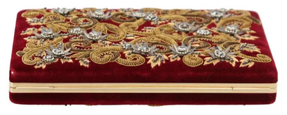  - Red Velvet Gold Frame Clutch Evening Party Purse Bag