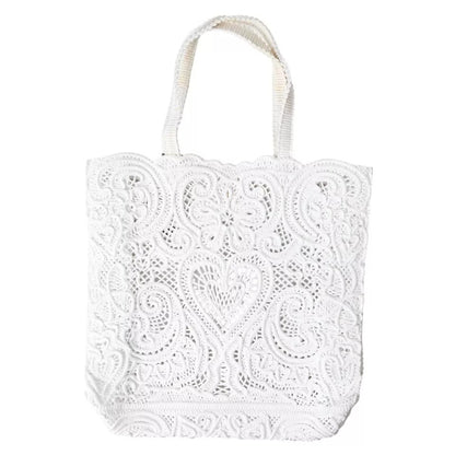  - White Cordonetto Lace Beatrice Tote Bag