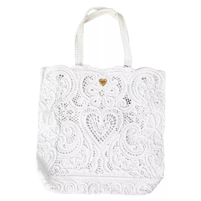  - White Cordonetto Lace Beatrice Tote Bag