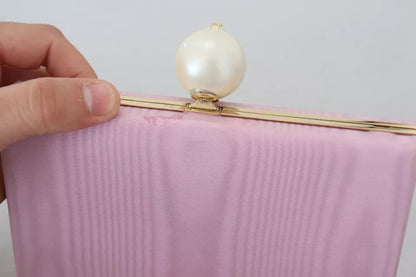 Pink Silk Gold Frame Clutch Evening Party Purse Bag - The Luxe Alliance