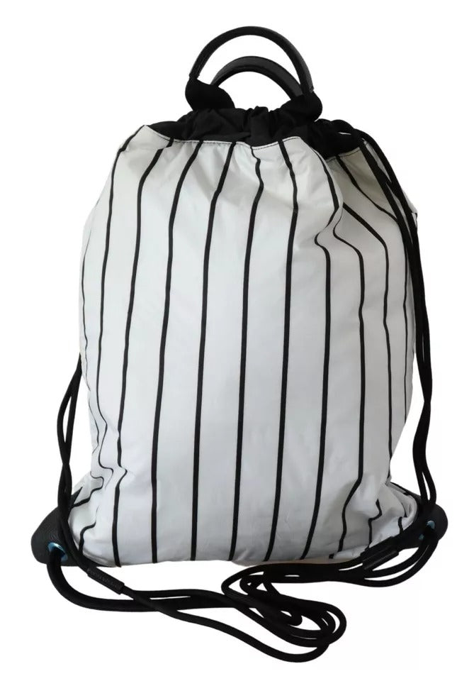 White Sicily Print Adjustable Drawstring Nap Sack Men Bag - The Luxe Alliance