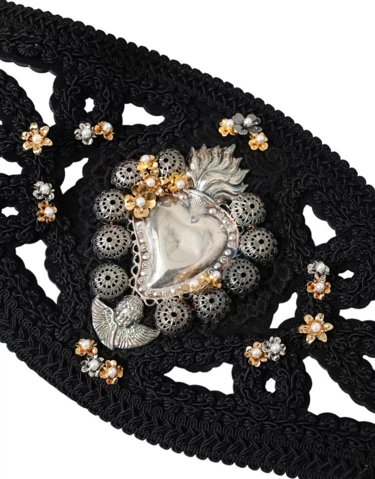 Black Canvas Embellished Waist Women Belt - The Luxe Alliance