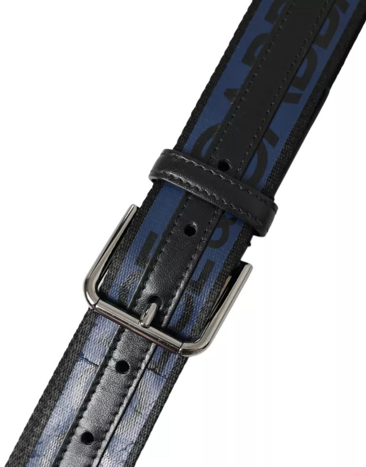 Black Blue Leather Silver Metal Buckle Belt - The Luxe Alliance