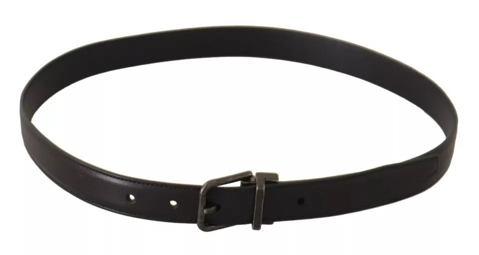 Black Calf Leather Antique Buckle Men Belt - The Luxe Alliance