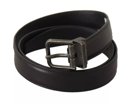 Black Calf Leather Antique Buckle Men Belt - The Luxe Alliance