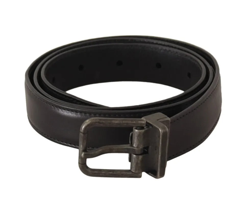 Black Calf Leather Antique Buckle Men Belt - The Luxe Alliance