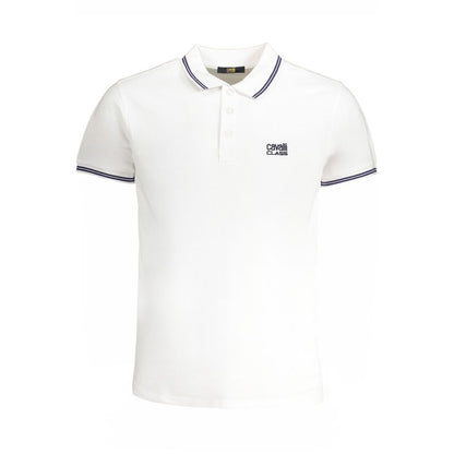 Cavalli Class White Cotton Polo Shirt - Elegance Redefined