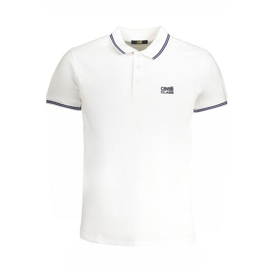 Cavalli Class White Cotton Polo Shirt - Elegance Redefined
