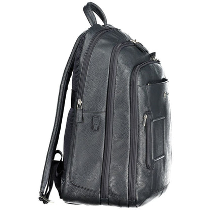  - Blue Leather Men Backpack