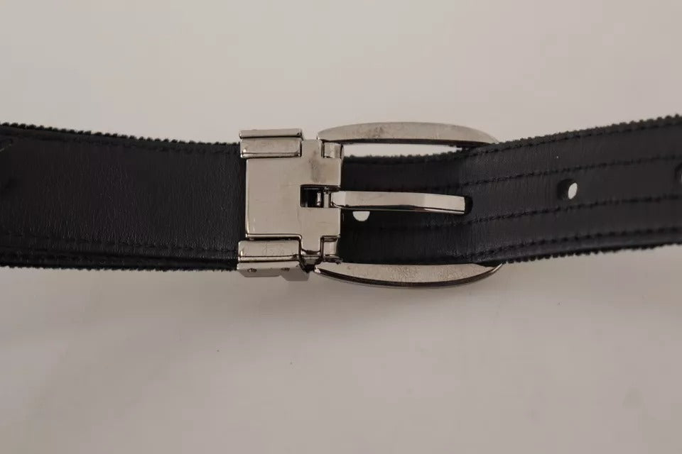 Black Velvet Silver Tone Metal Logo Buckle Belt - The Luxe Alliance