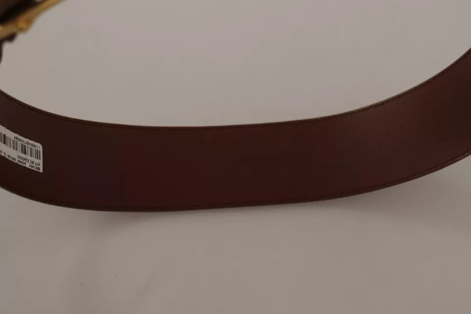 Brown Wide Waist Leather Gold Oval Metal Buckle Belt - The Luxe Alliance