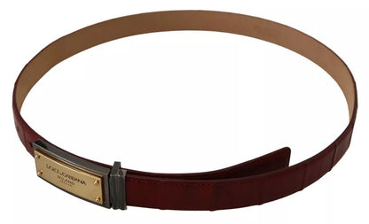 Brown Leather Gold Engraved Metal Buckle Belt - The Luxe Alliance