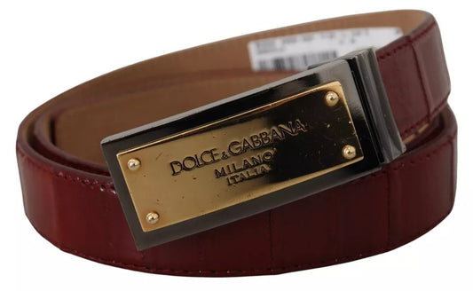 Brown Leather Gold Engraved Metal Buckle Belt - The Luxe Alliance