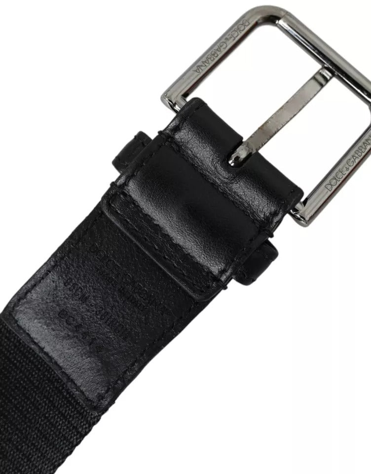  - Blue Leather Logo Print Metal Buckle Men Belt