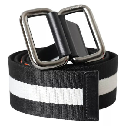  - Orange Canvas Logo Print Metal Buckle Men Belt