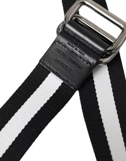  - Orange Canvas Logo Print Metal Buckle Men Belt