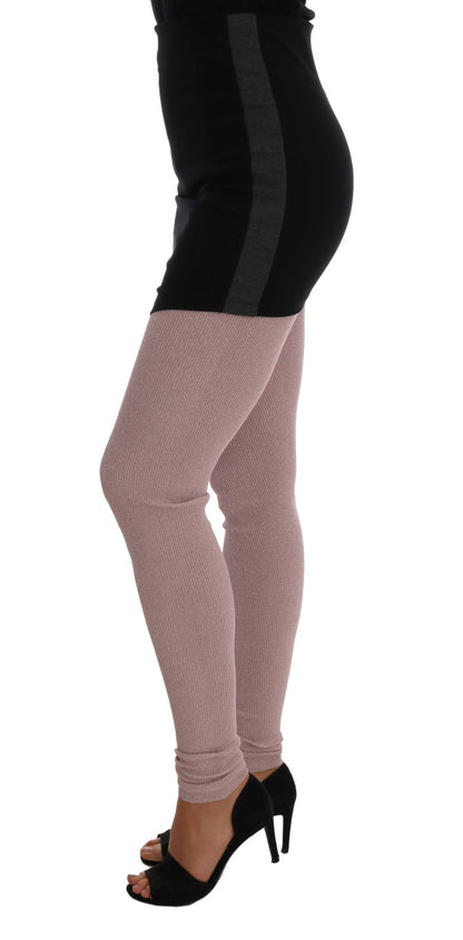  - Elegant Pink Mid-Waist Stretch Pants