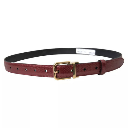  - Maroon Leather Gold Metal Buckle Men Belt